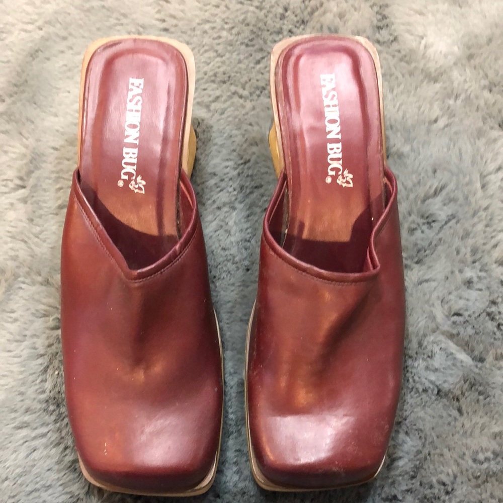 Maroon color Fashion Bug wedges slip on shoes Women’s size 8